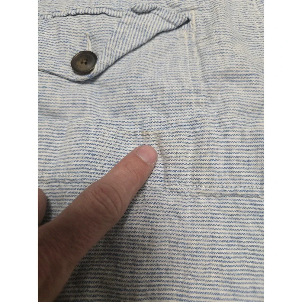 J Crew Shorts Mens 34 Blue White‎ Striped Linen Cotton Summer Casual Lightweight